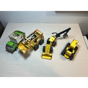 Vintage Tonks & Nylint Work Trucks Garbage,Steel Skid,Front-End Loader,Bulldozer